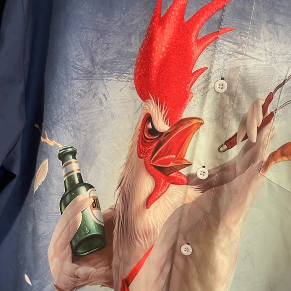 Hardaddy BBQ’ing Rooster with Beer button down with pocket size XXL - Picture 2 of 5